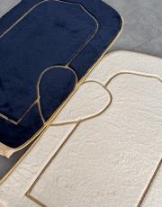 lacivert - bej süngerli kalpli çift seccadesi çantalı tavşan tüyü dokulu 3