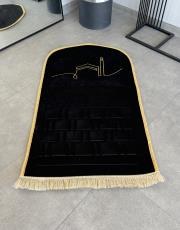 siyah - sarı biyeli ortopedik seccade sultan serisi 4