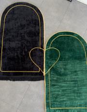 yeşil siyah  kalpli çift seccadesi çantalı  süngerli 2