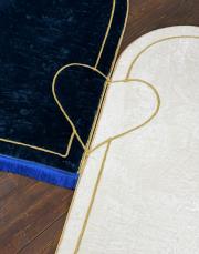 turkuaz - beyaz kalpli çift seccadesi çantalı  süngerli 2