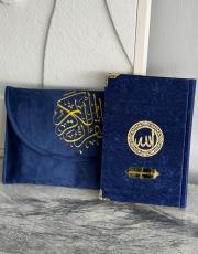 lacivert isme özel kuran seti ( orta boy )