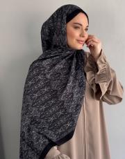 siyah paris vual desenli şal