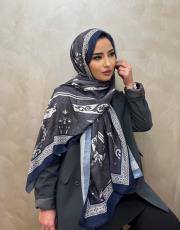 füme lacivert sharm vual desenli şal