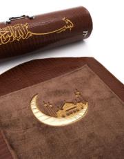 acı kahve çantalı süper lüks seccade - 1 3