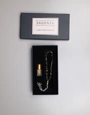 siyah beyaz - ay yıldız 8 mm akik taşı  33 lü tesbih ve esans seti