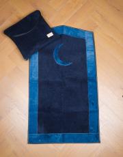 lacivert hilal desenli kabarık peluş seccade