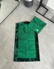 yeşil hilal desenli kabarık peluş seccade 6