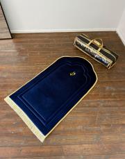 lacivert - sarı biyeli ortopedik seccade elif vav  serisi