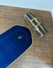 lacivert - sarı biyeli ortopedik seccade elif vav  serisi 2