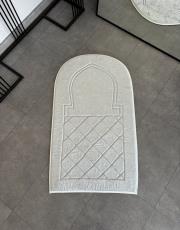 gri - beyaz biyeli ortopedik seccade mihrap dizayn 3