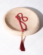 bordo inci tesbih vavlı püsküllü