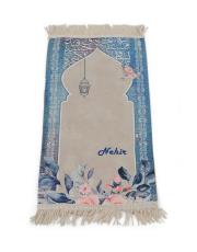 arapça yazılı mavi isme özel çocuk seccadesi