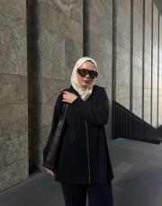 siyah modal bol formlu takım 3