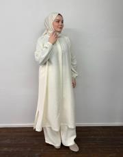 ekru %100 pamuk umre takım 2