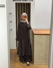 acı kahve tensel pileli uzun takım