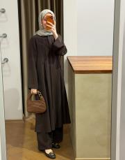 acı kahve tensel pileli uzun takım 2