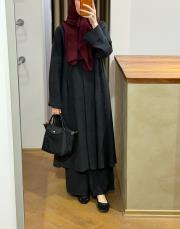 siyah tensel pileli uzun takım 4