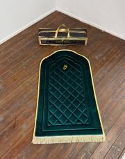 yeşil - gold biyeli ortopedik seccade tevazu serisi