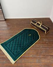 yeşil - gold biyeli ortopedik seccade tevazu serisi 2