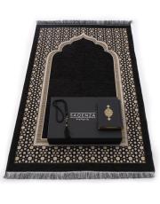 siyah şönil seccade seti  yaldız 2029