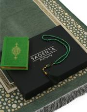 yeşil şönil seccade seti  yaldız 2029 4