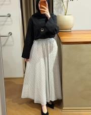 beyaz şifon pamuk astarlı etek