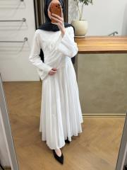 beyaz pamuklu kemer detaylı takım