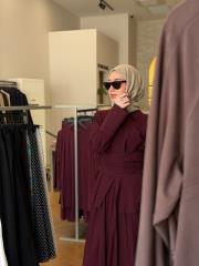 bordo pamuklu kemer detaylı takım 2