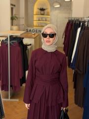 bordo pamuklu kemer detaylı takım 3