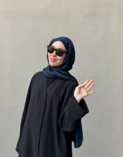 siyah tensel v yaka abaya 3