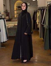 siyah tensel v yaka abaya 6