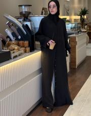 siyah tensel v yaka abaya 7
