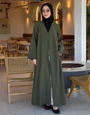 haki tensel brit detaylı abaya