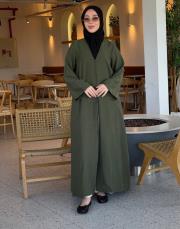 haki tensel brit detaylı abaya 2