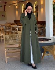 haki tensel brit detaylı abaya 3