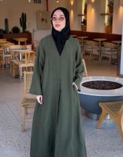 haki tensel brit detaylı abaya 4