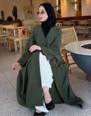 haki tensel brit detaylı abaya 6