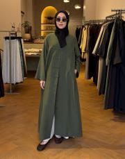 haki tensel brit detaylı abaya 7