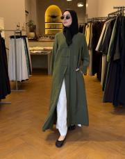 haki tensel brit detaylı abaya 8