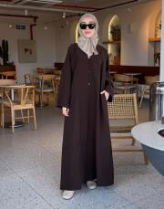 kahve tensel brit detaylı abaya 3