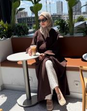 kahve tensel brit detaylı abaya 5