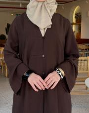 kahve tensel brit detaylı abaya 6