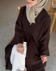 kahve tensel brit detaylı abaya 7