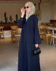 lacivert tensel brit detaylı abaya 2