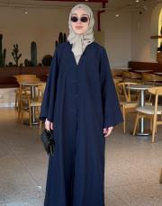 lacivert tensel brit detaylı abaya 3