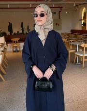 lacivert tensel brit detaylı abaya 4