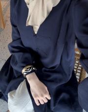 lacivert tensel brit detaylı abaya 5