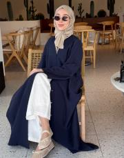 lacivert tensel brit detaylı abaya 6
