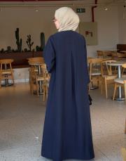 lacivert tensel brit detaylı abaya 7