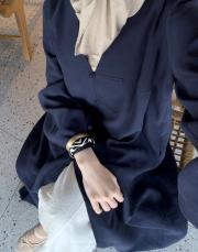 lacivert tensel brit detaylı abaya 8